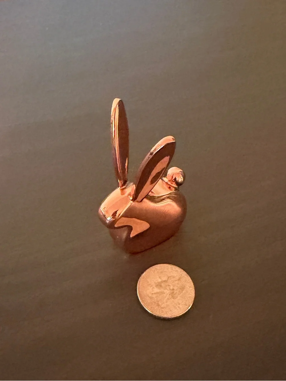 Rose Gold Bunny Ring Holder | Cute Copper Tone Metal Rabbit Jewelry Dish Stand
